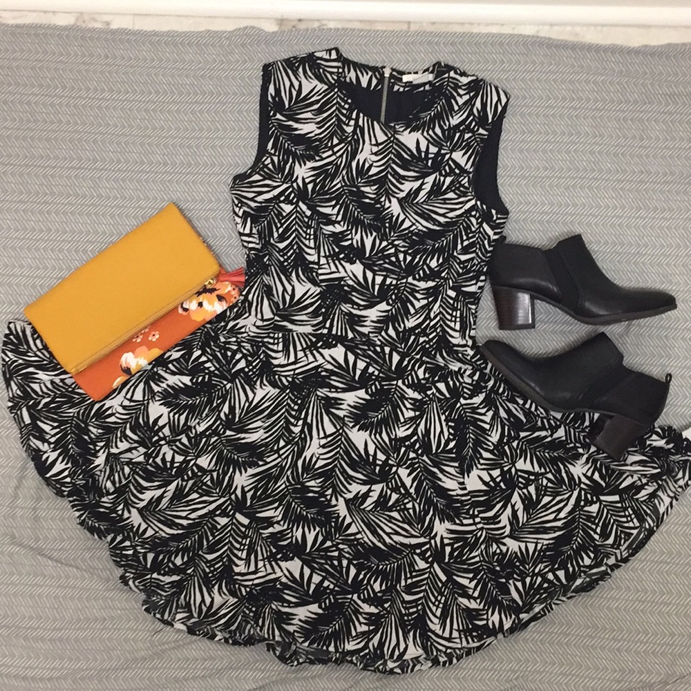 H&M, Black and White, Leafy Dress